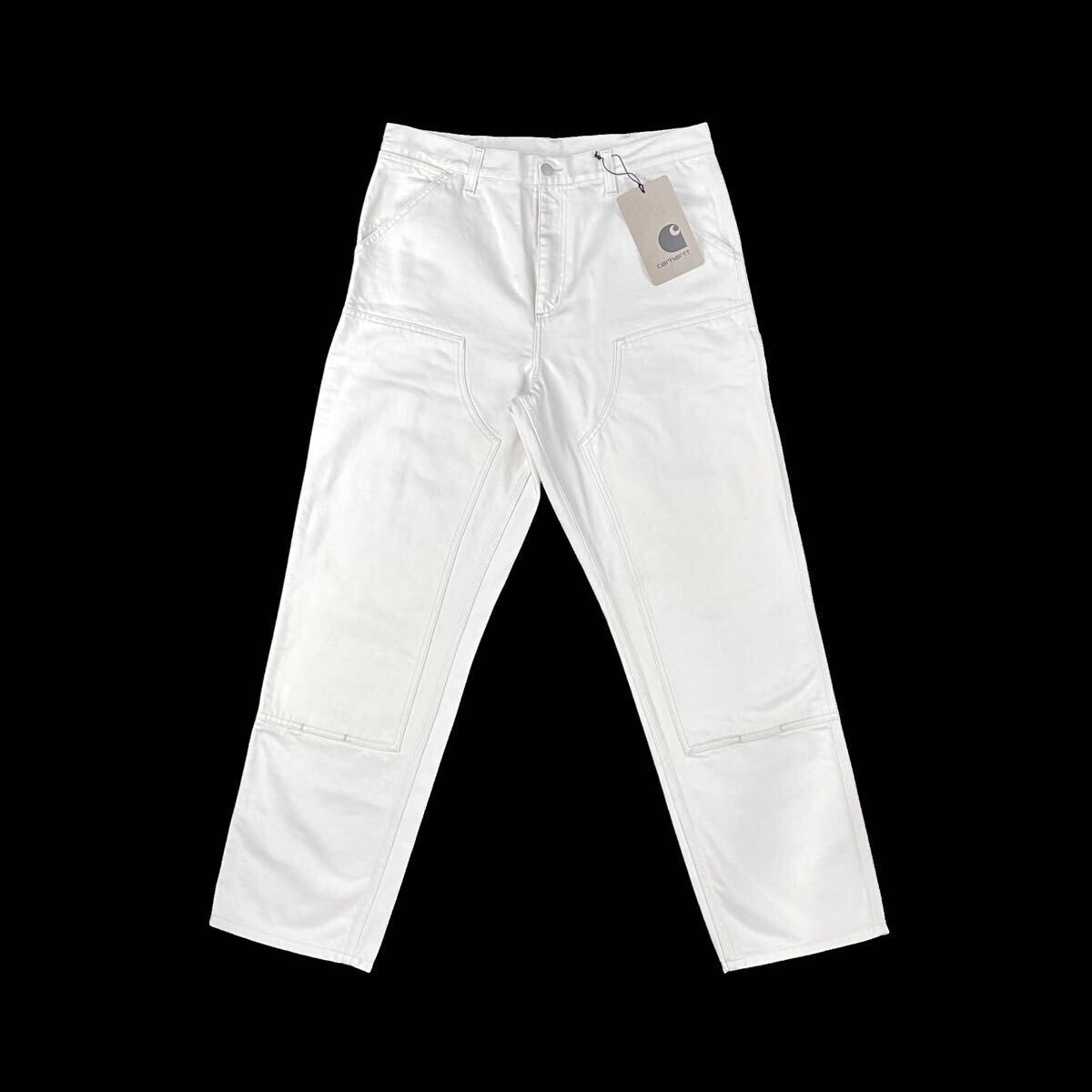 新品 carhartt wip カーハート DOUBLE KNEE PANT ワンポイント タグ ホワイトデニム ワイド ストレート ダブルニー ペインター パンツ W33_画像7