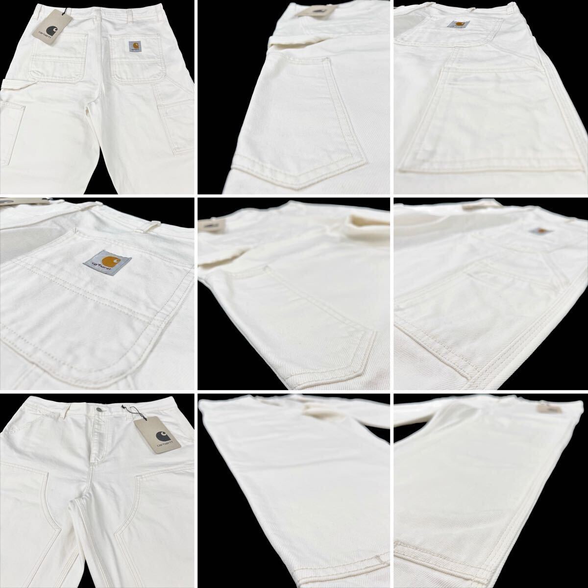 新品 carhartt wip カーハート DOUBLE KNEE PANT ワンポイント タグ ホワイトデニム ワイド ストレート ダブルニー ペインター パンツ W33_画像8