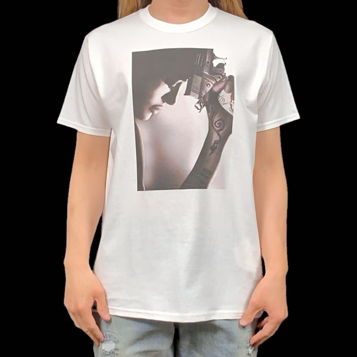 新品 WANTED ウォンテッド 暗殺者 フォックス アンジェリーナジョリー ハリウッド 映画 ピストル タトゥー Tシャツ ユニセックス Lサイズ_画像2