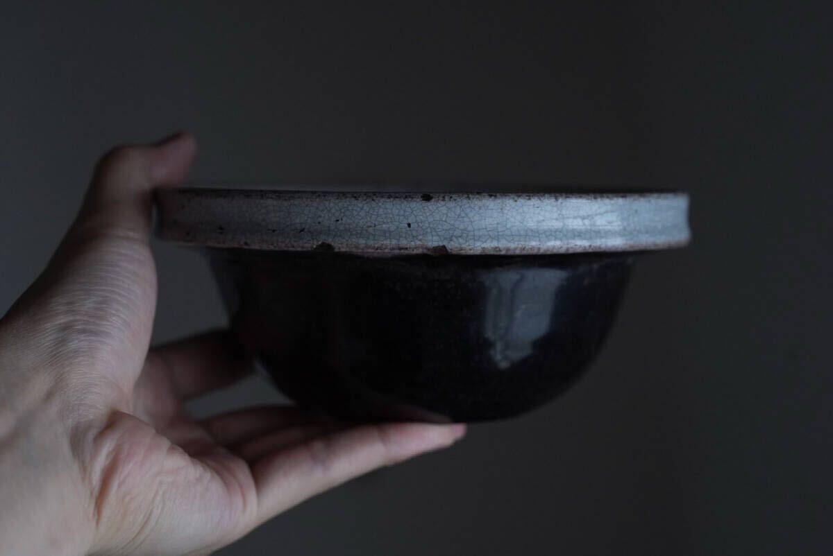 19世紀(jì) 古い Cul Noir キュノワール リムボウル / 1800年代?フランス / アンティーク 古道具 民藝 民陶 スープ 小鉢