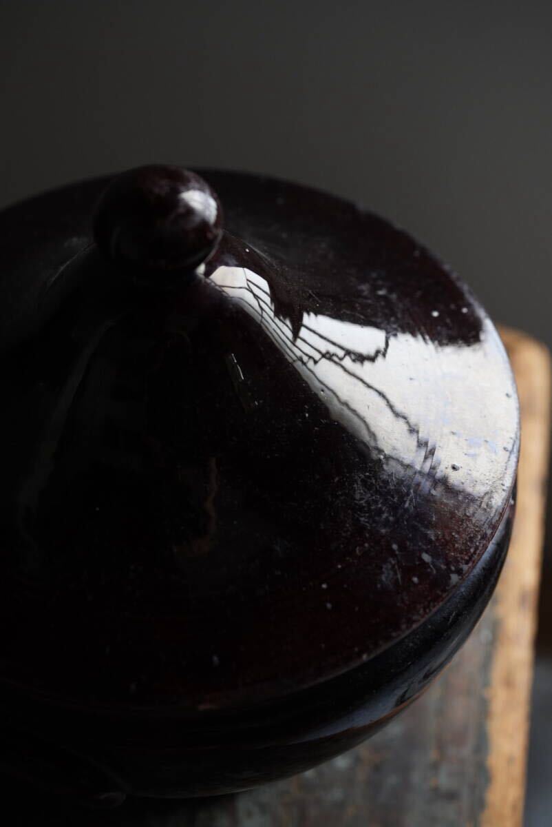 19世紀(jì) 古い Cul Noir キュノワール 蓋付スーピエール / 1800年代?フランス / アンティーク 古道具 民藝 民陶 スープ 鉢 