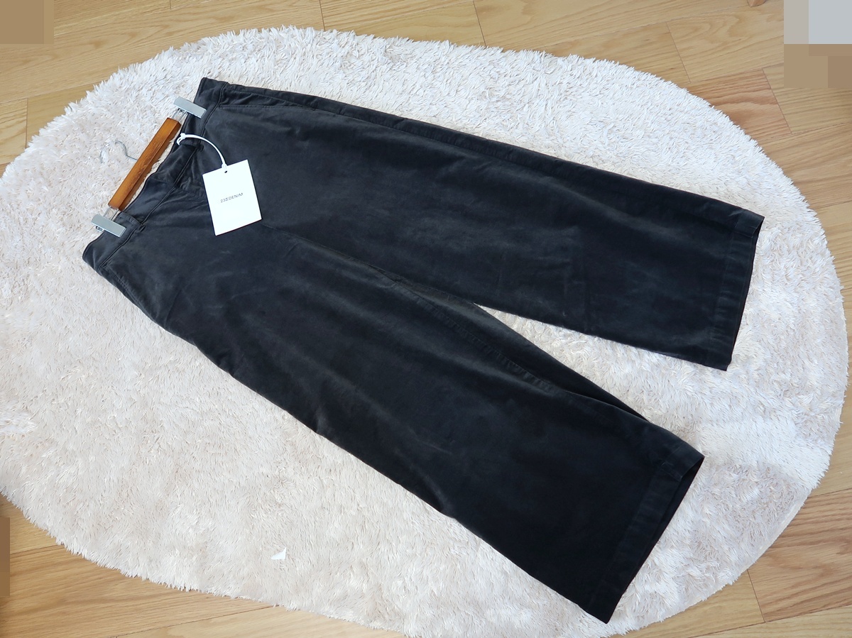 未使用■23区■大きいサイズ46■【洗える】23区DENIM ベルベットストレッチ ワイドパンツ■黒■定価2.4万_画像5