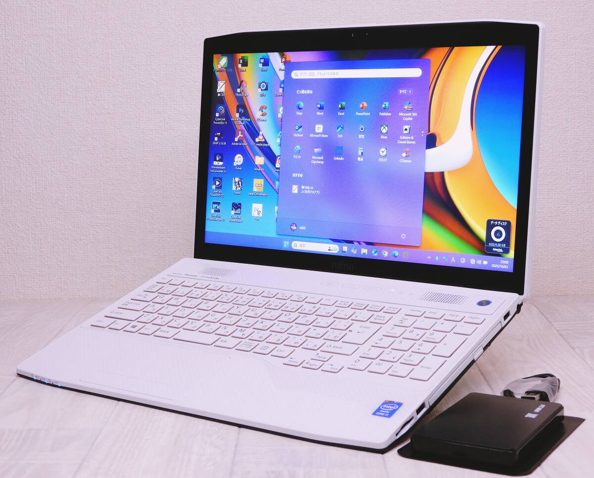 富士通 FMV LIFEBOOK AH77★爆速新品SSD512GB+HDD1000GB+新品メモリ16GB★Win11(Ver24H2)Office2021★Blu-ray/B.T/WiFi/WEBカメラ/Core i7