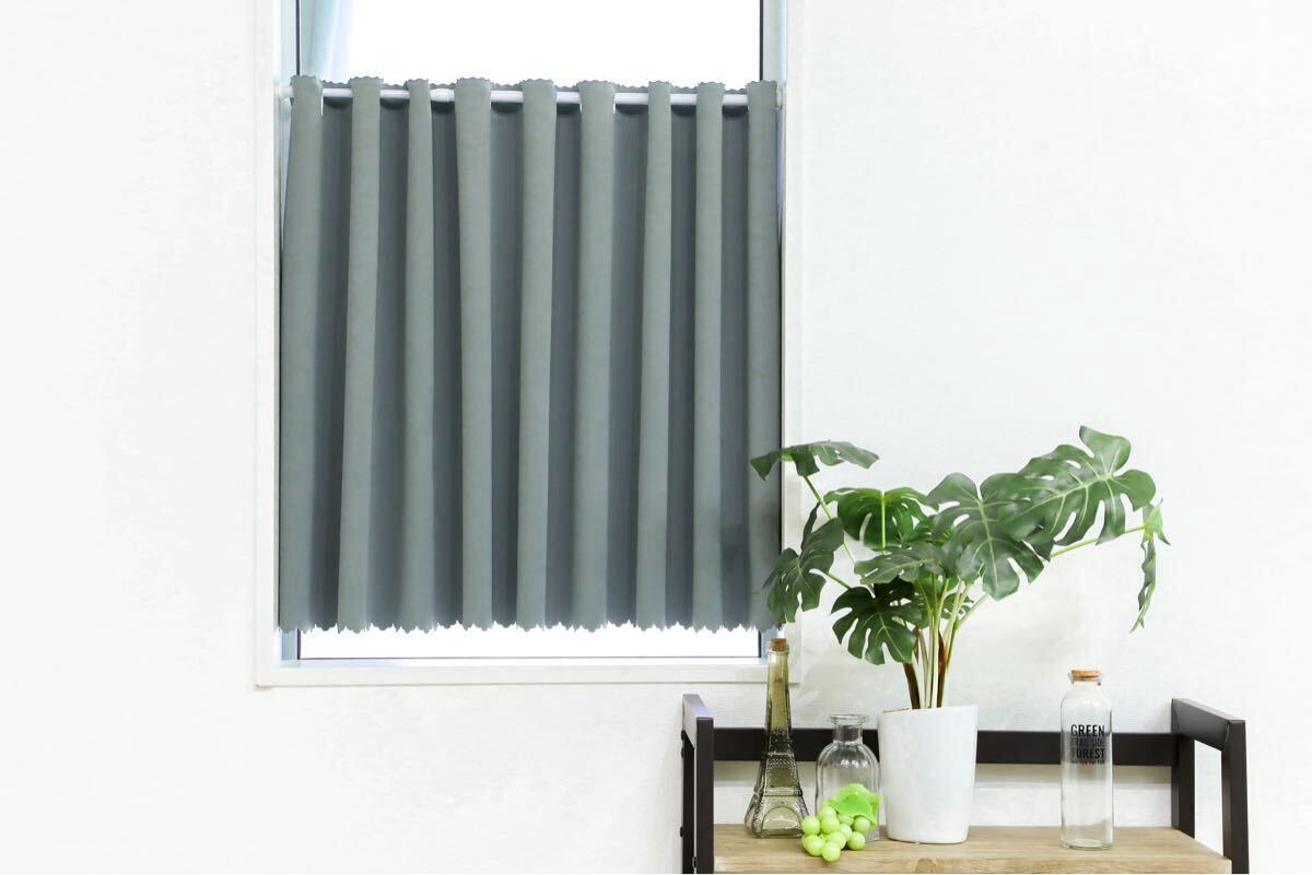 ★幅5サイズ・長さ20サイズから選べる★1級遮光防炎カフェカーテン(DGY)g_画像3