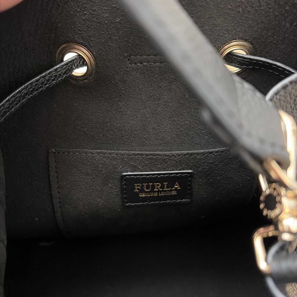 FURLA フルラ　コスタンザ 巾着型2Wayハンドバッグ レザー 黒_画像5