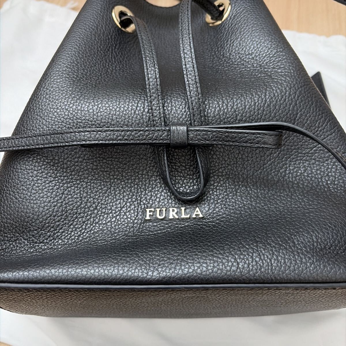 FURLA フルラ　コスタンザ 巾着型2Wayハンドバッグ レザー 黒_画像7