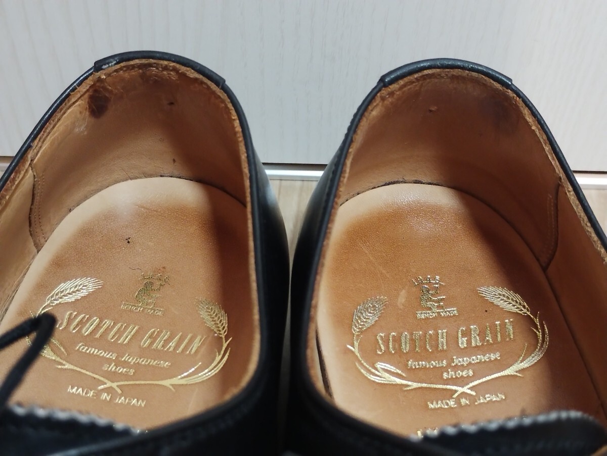 減りわずか スコッチグレイン ストレートチップ 黒 24.5 日本製 3526 アシュランス 靴 革靴 グッドイヤーウェルト製法_画像8