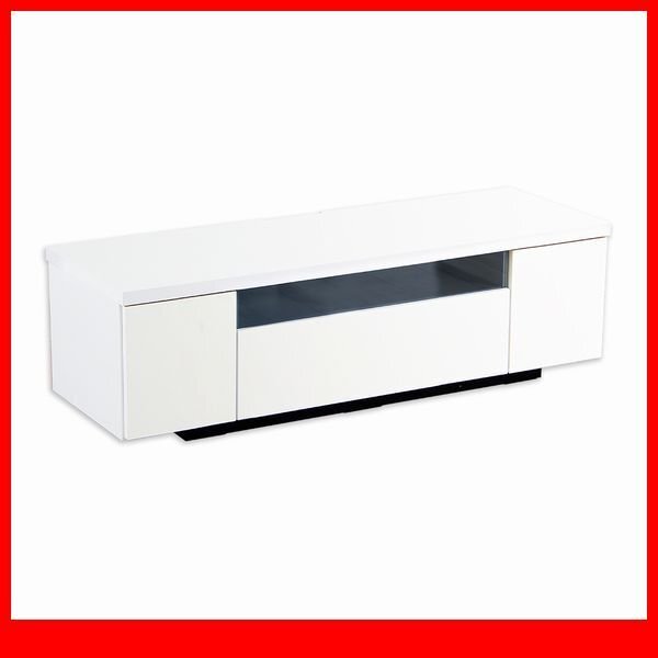 テレビ臺/シンプルでスタイリッシュなテレビ臺 テレビボード ローボード/46型 木制 幅120cm 日本制 完成品/ホワイト 鏡面/新品 特価/a1