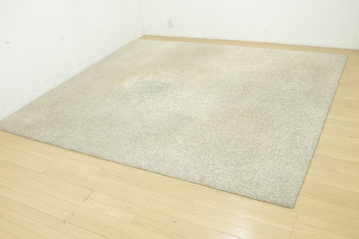 モデルルーム展示品 川島織物セルコン ラグ カーペット 絨毯 マット コーンスノー 280×250cm 毛70% 麻30% リビング シンプル モダン_画像1