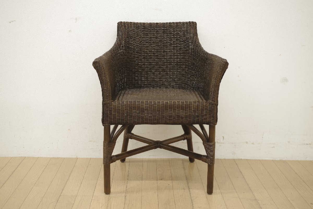 展示品 WISE・WISE ワイスワイス JAWA ジャワ ラタン アームチェア ブラウン エスニック アジアンテイスト ガーデンチェア シンプル (A)_画像2