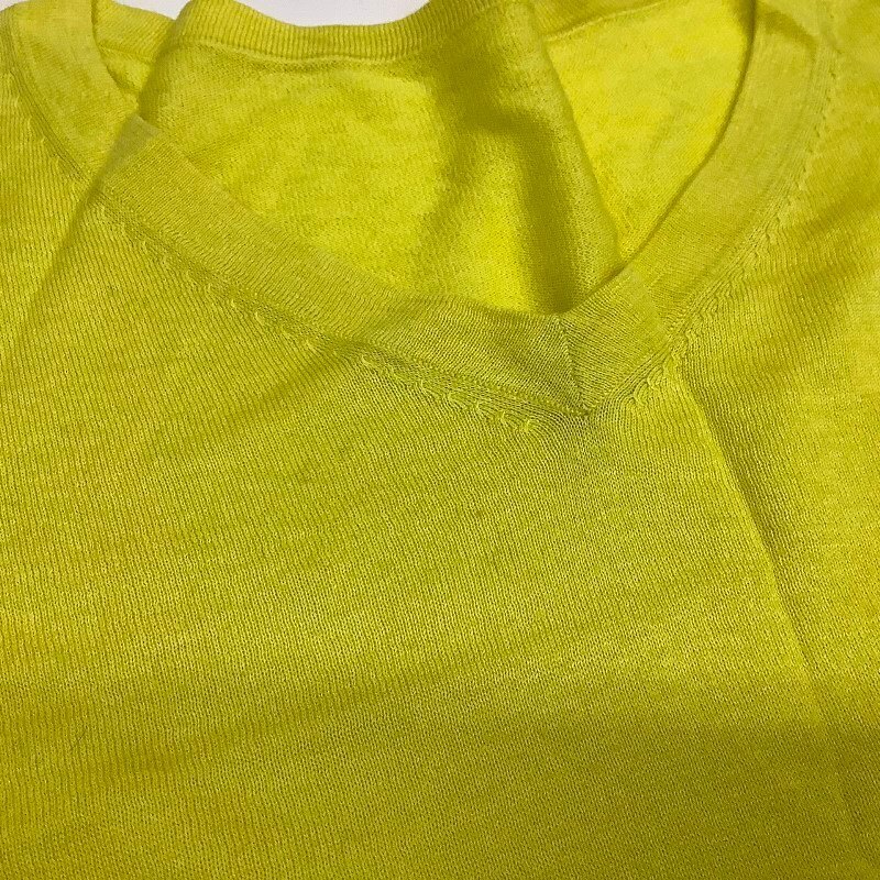 ルシアンペラフィネ Lucien pellat-finet スカル ドクロ ニットカシミヤ混 イエロー Vネック サイズS【中古】JA-2_画像4