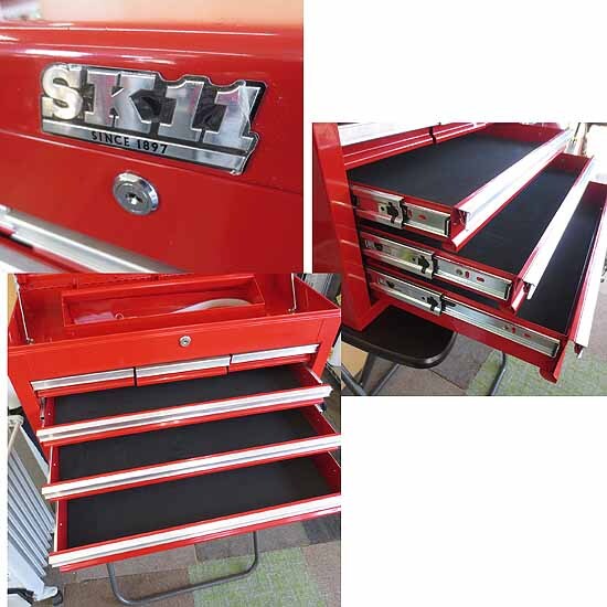 幅65.5㎝ SK11 ツールチェスト（4段6引出し） 藤原産業 奥行30×高さ38㎝ 鍵付き 工具箱 赤/レッド トップチェスト 札幌 北20条店 _画像3