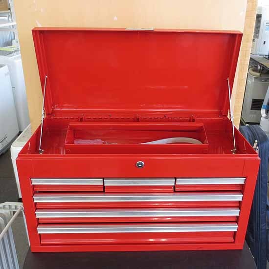 幅65.5㎝ SK11 ツールチェスト（4段6引出し） 藤原産業 奥行30×高さ38㎝ 鍵付き 工具箱 赤/レッド トップチェスト 札幌 北20条店 _画像2