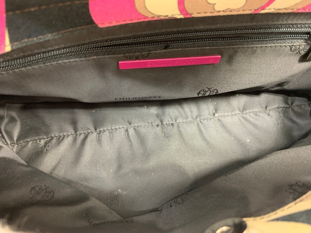 EMILIO PUCCI エミリオプッチ ハンドバッグ 【中古】 ブラウン×ピンク系 キャンバス ブランド カバン GIN56004_画像6