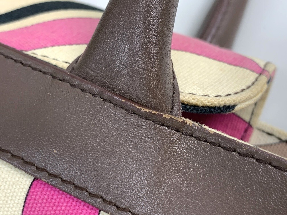 EMILIO PUCCI エミリオプッチ ハンドバッグ 【中古】 ブラウン×ピンク系 キャンバス ブランド カバン GIN56004_画像9