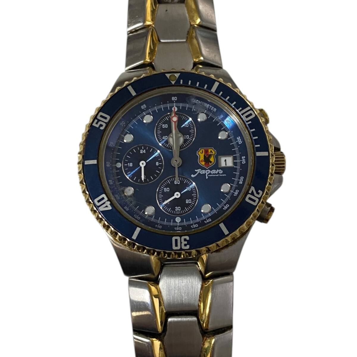 【中古品】JFA サッカー日本代表チーム オフィシャル クロノグラフ 限定 自動巻き 裏スケ 腕時計 A98483RD_画像1