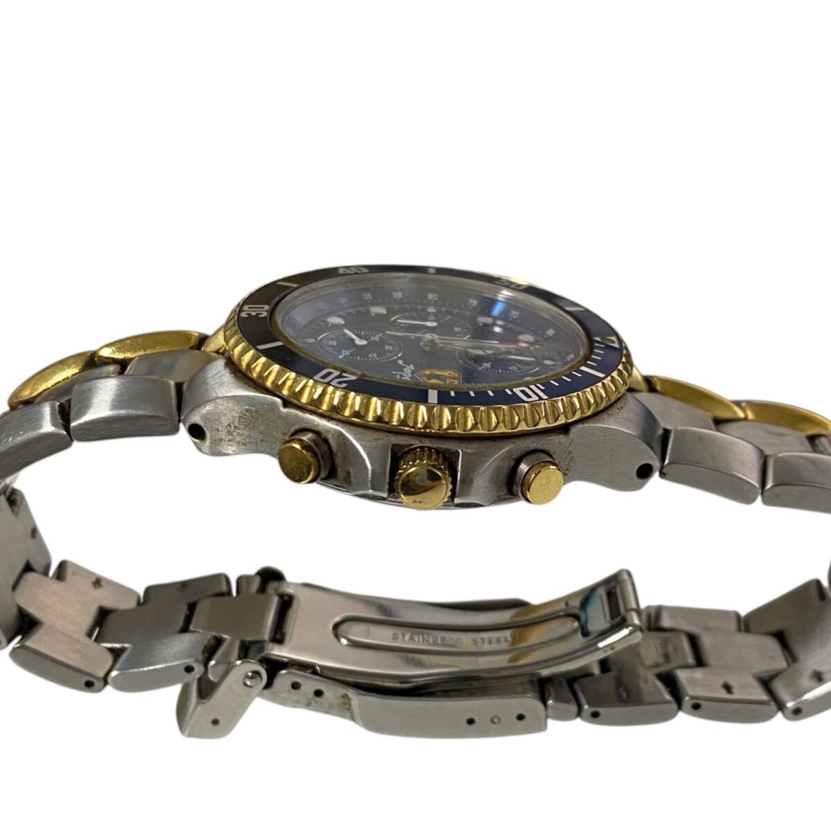 【中古品】JFA サッカー日本代表チーム オフィシャル クロノグラフ 限定 自動巻き 裏スケ 腕時計 A98483RD_画像3