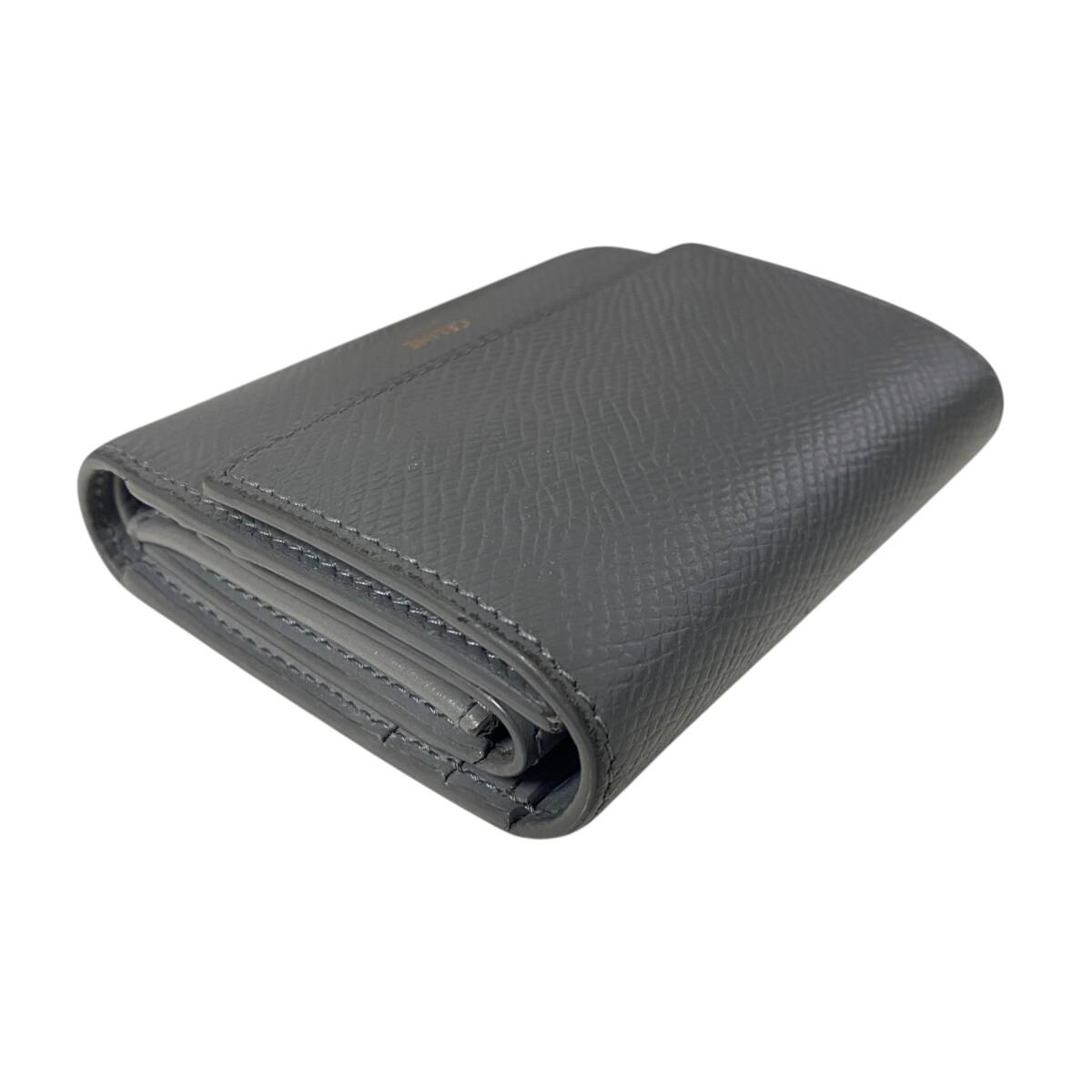 【中古品】CELINE スモール スモール トリフォールドウォレット ペブル 10B573BEL セリーヌ 三つ折り財布 グレー 留め具難有 KK95197RK_画像3