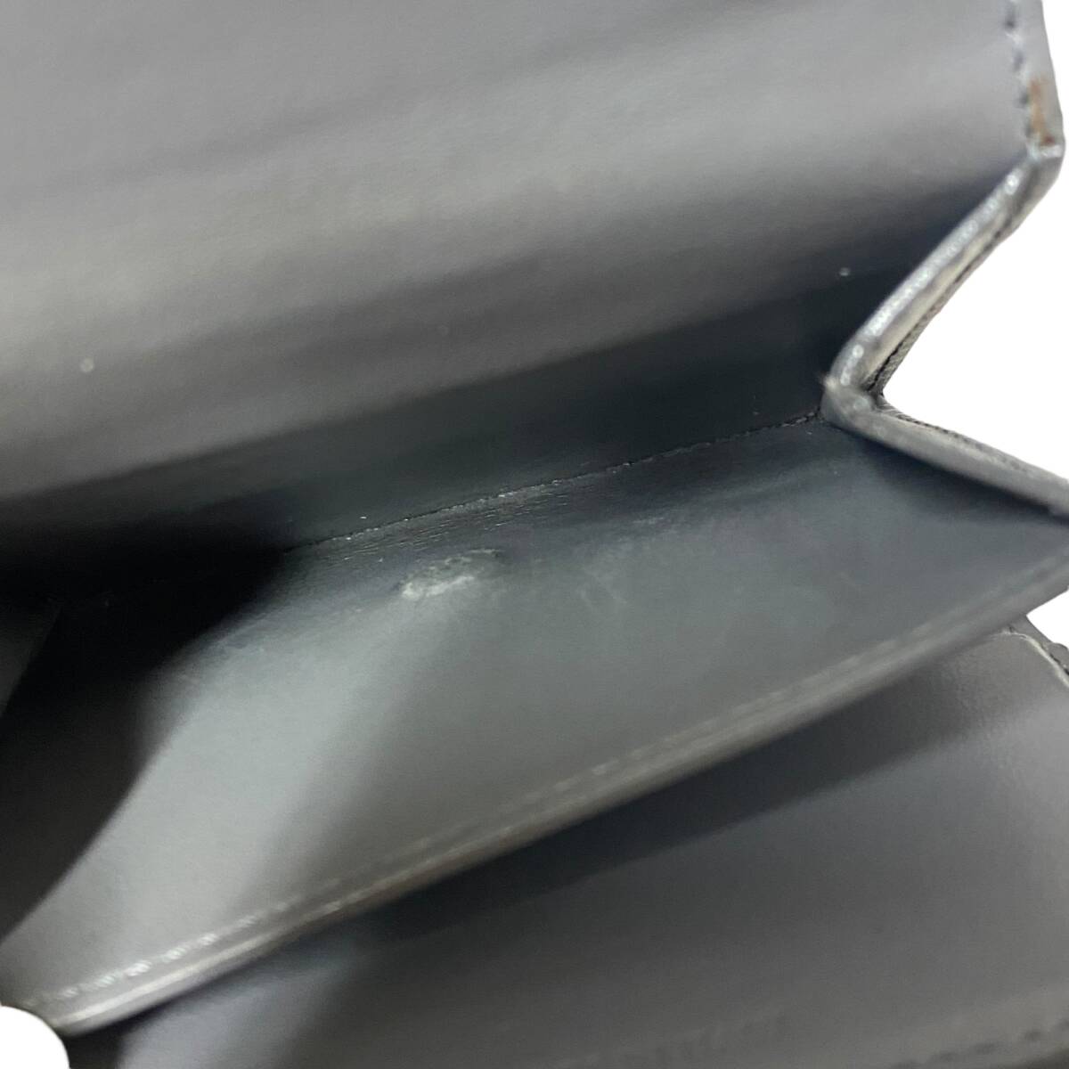 【中古品】CELINE スモール スモール トリフォールドウォレット ペブル 10B573BEL セリーヌ 三つ折り財布 グレー 留め具難有 KK95197RK_画像6