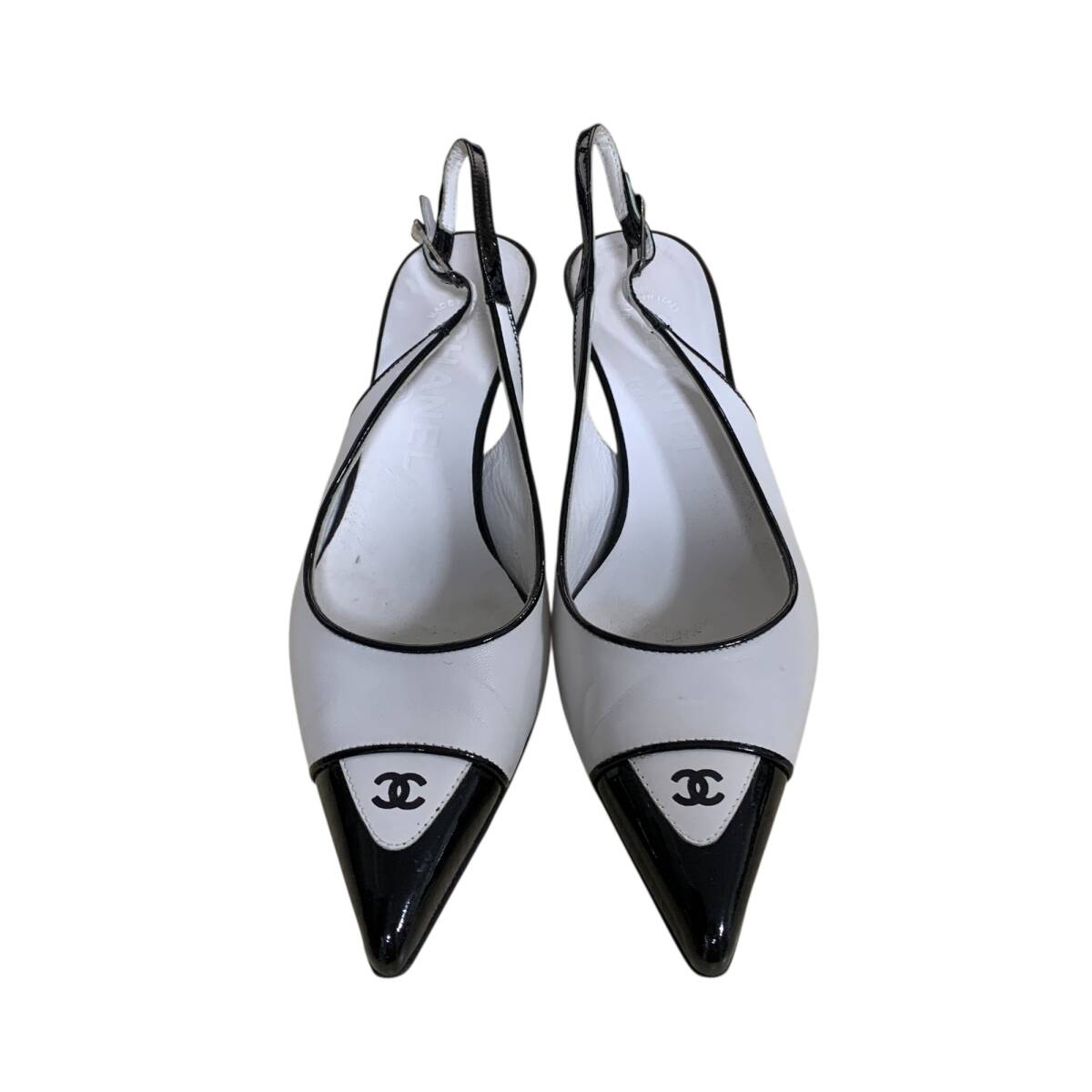 ◆中古品◆ CHANEL シャネル パンプス ココマーク バイカラー 164148 ホワイト/ブラック サイズ35 1/2 箱有 レディース kyV18874N_画像2