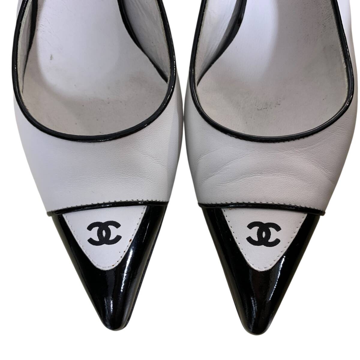 ◆中古品◆ CHANEL シャネル パンプス ココマーク バイカラー 164148 ホワイト/ブラック サイズ35 1/2 箱有 レディース kyV18874N_画像5