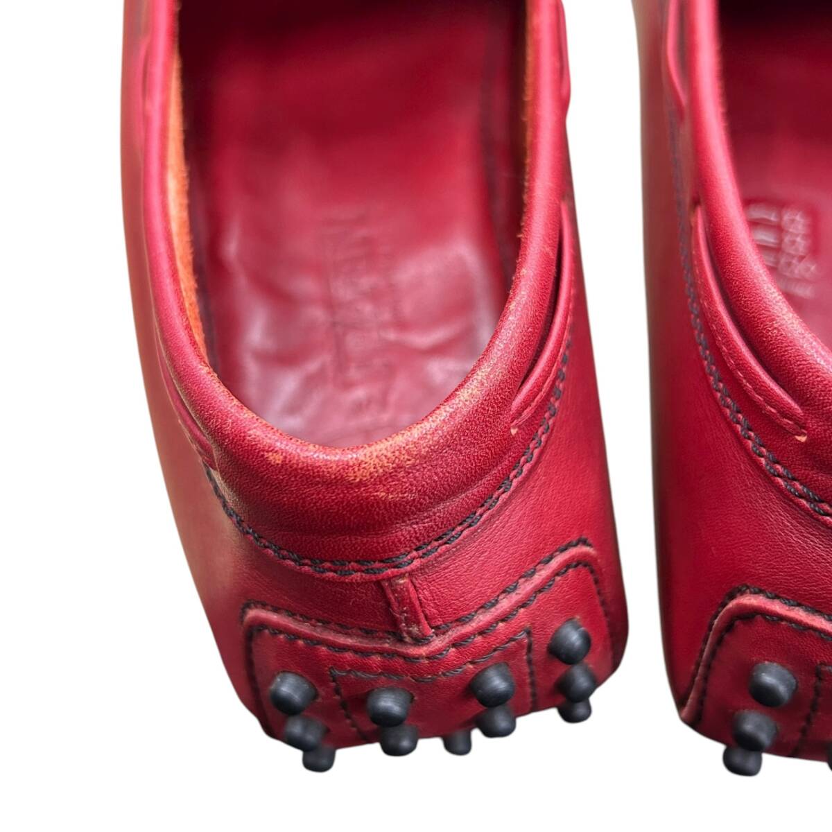 ◎中古品◎ TODS トッズ Ferrari フェラーリ 靴 シューズ ローファー ドライビングシューズ レザー レッド 27cm coHM4781COA_画像7