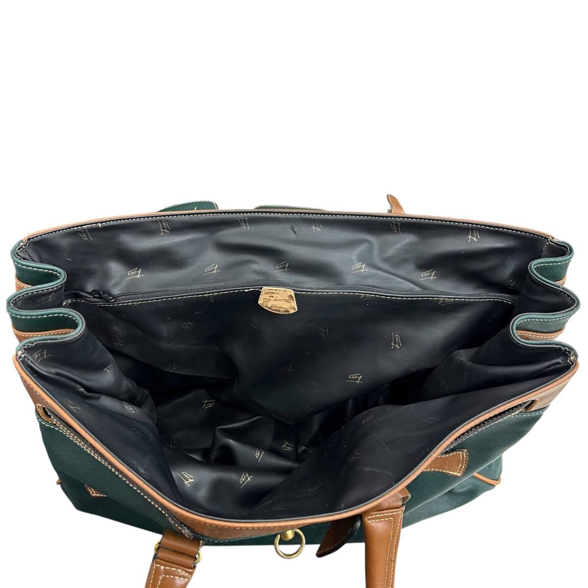 * б/у товар *texiertekisie кожа сумка "Boston bag" dokta- сумка сумка на плечо Франция зеленый × Brown текущее состояние товар coI5239COB