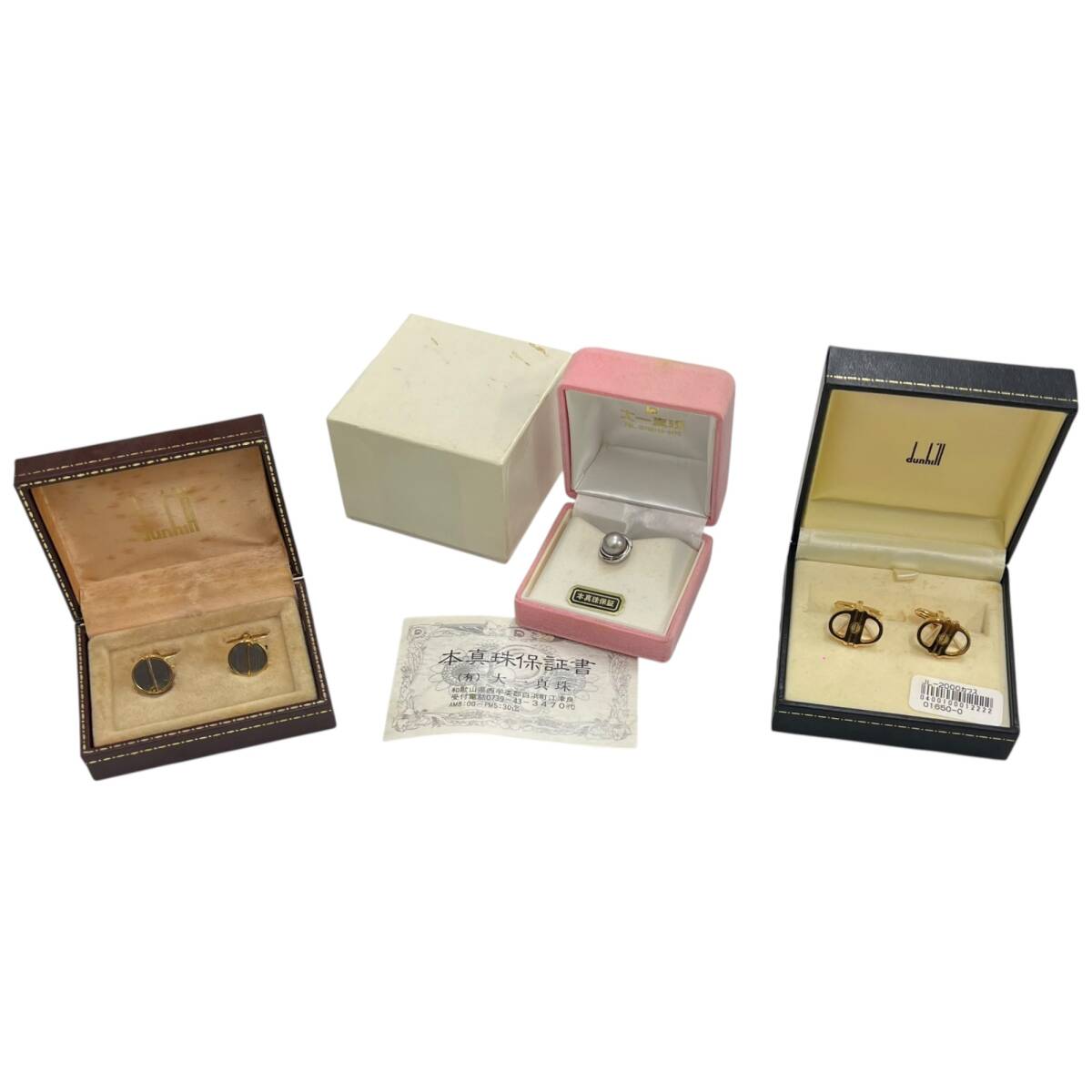 ◎中古品◎dunhill ダンヒル カフス ボタン 2個 / シルバー 真珠 タイピン ネクタイ メンズ アクセサリー 現(xiàn)狀品 計3個 まとめ coI5241COA
