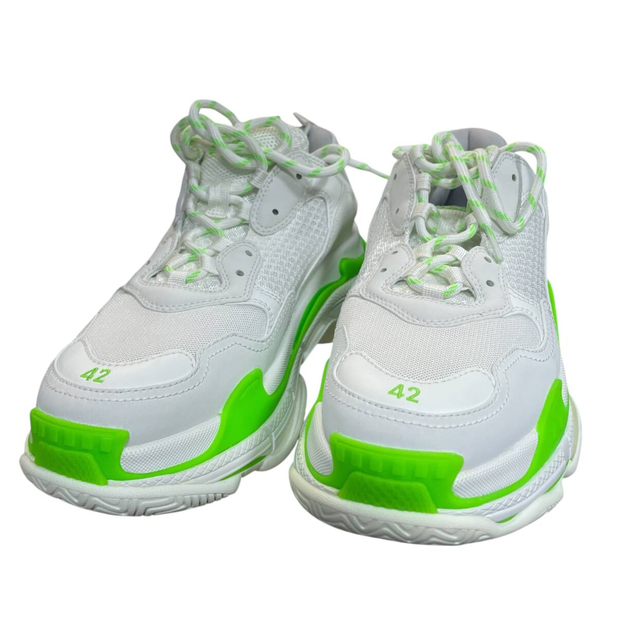 ◆中古品◆BALENCIAGA バレンシアガ tripleS トリプルS 白×緑 ホワイト グリーン スニーカー メンズ 27.5cm 外箱に破損有 Q98254NJ_画像3