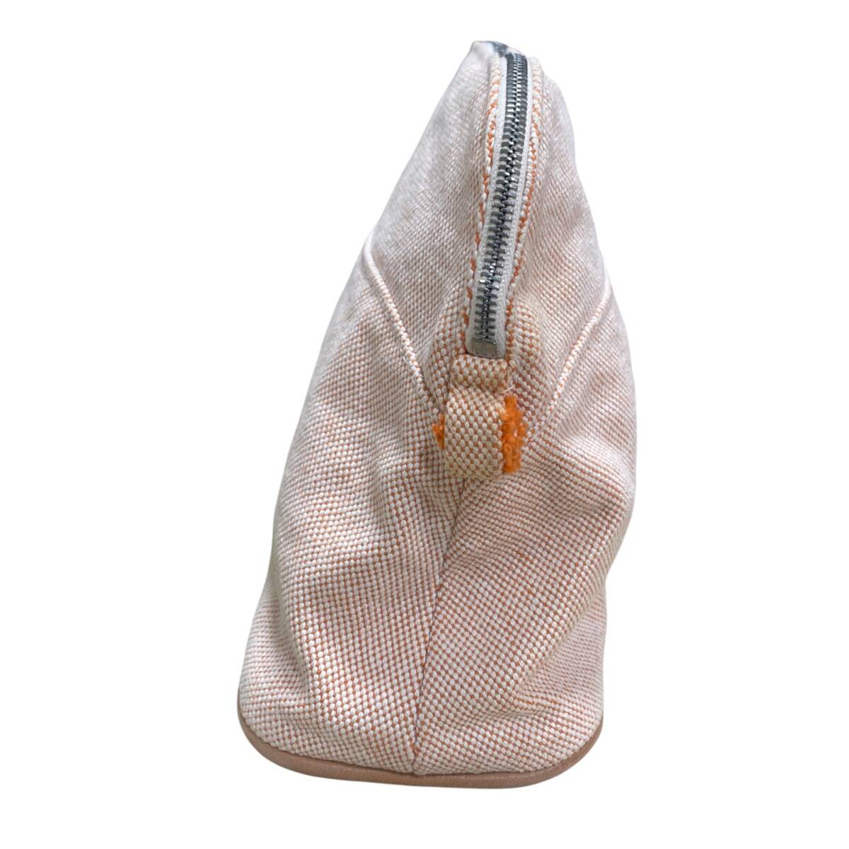 ◆ジャンク品◆ HERMES エルメス ボリードポーチ25 オレンジ マルチケース ポーチ 小物入れ キャンバス レザー V99064NA