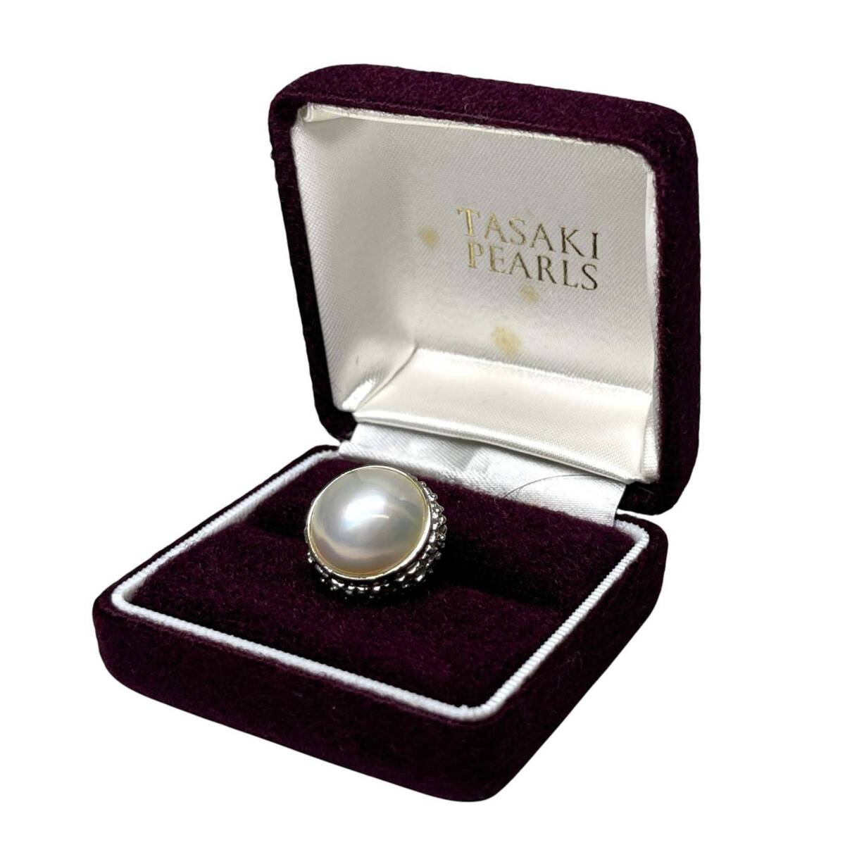 TASAKI/タサキ真珠 マベパール リング SILVER/シルバー刻印 指輪 約10号サイズ ケース付き(SME13355)_画像1