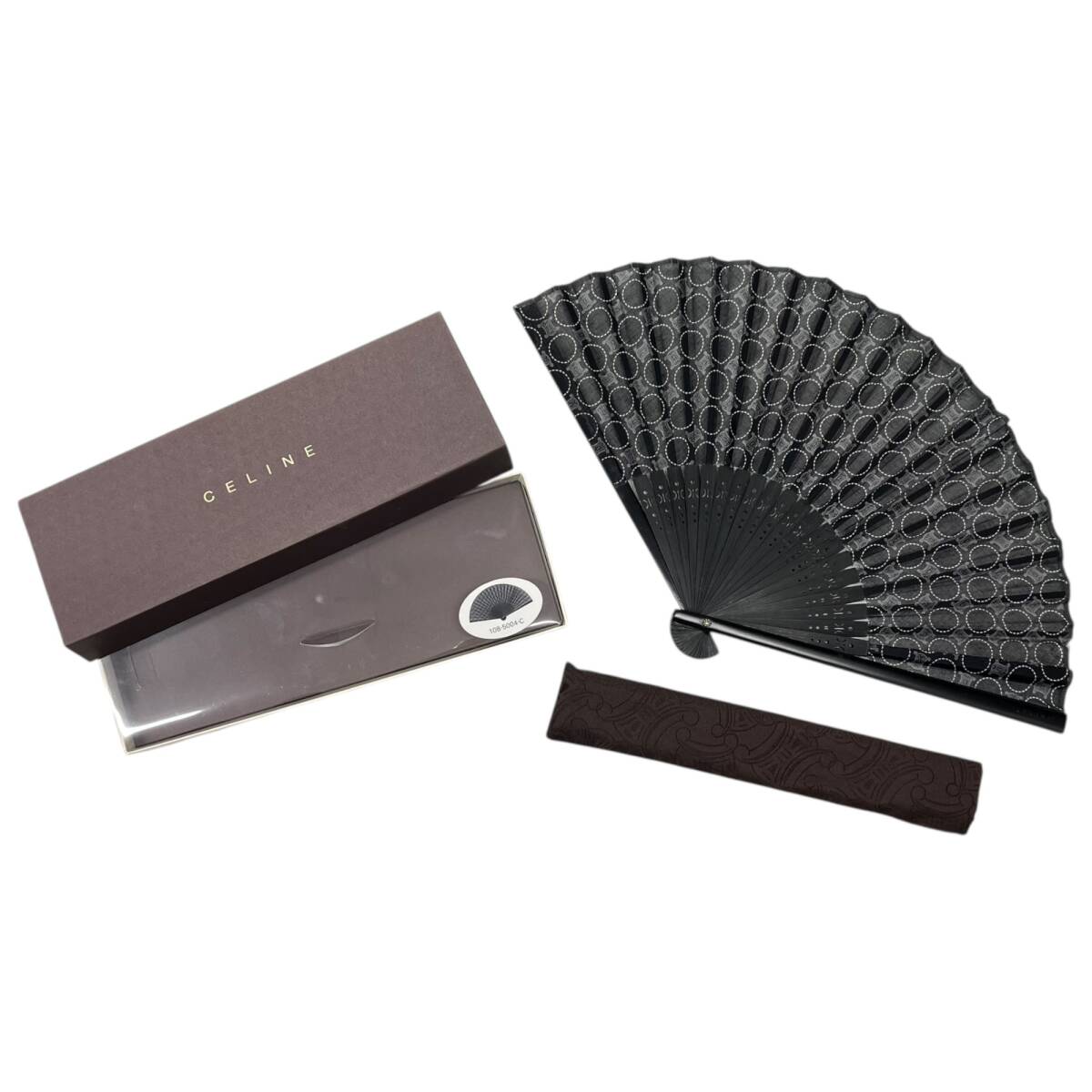 ◎中古品◎CELINE セリーヌ 扇子 108-5004-C トリオンフ モチーフ ブラック 箱有 現状品 coI5505COA_画像1