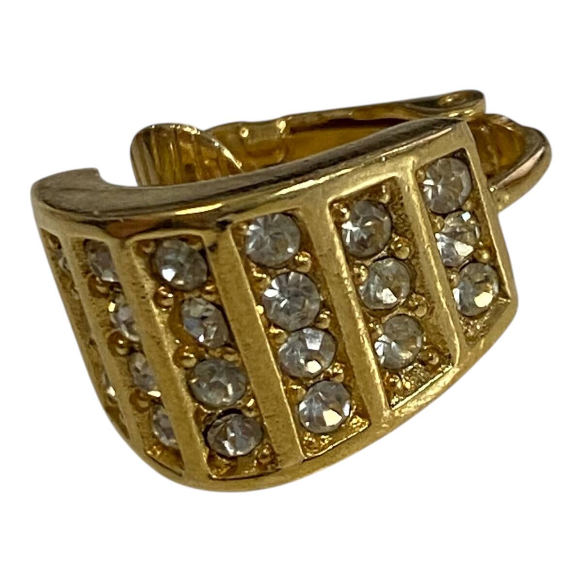 【中古品】Christian Dior クリスチャンディオール ラインストーン イヤリング ゴールドカラー hiA18601RO_画像4