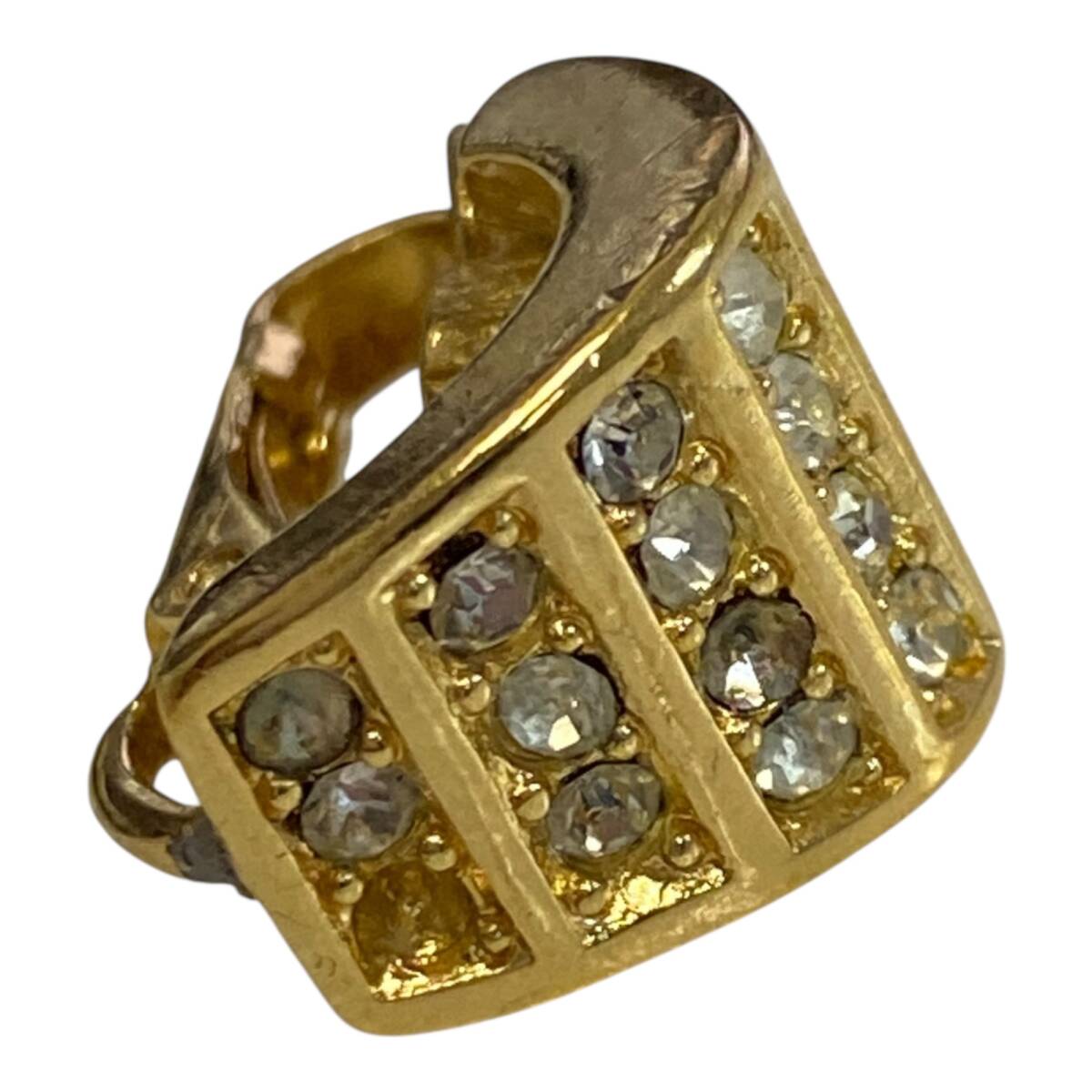 【中古品】Christian Dior クリスチャンディオール ラインストーン イヤリング ゴールドカラー hiA18601RO_画像5