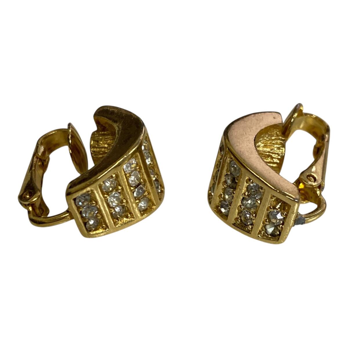 【中古品】Christian Dior クリスチャンディオール ラインストーン イヤリング ゴールドカラー hiA18601RO_画像7