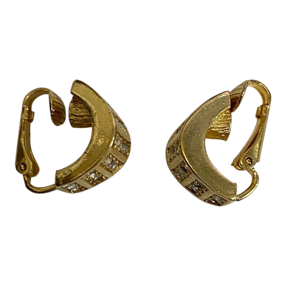 【中古品】Christian Dior クリスチャンディオール ラインストーン イヤリング ゴールドカラー hiA18601RO_画像8