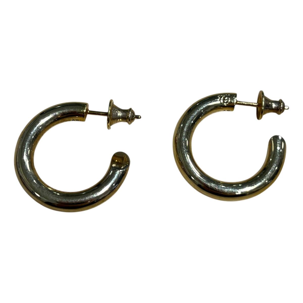 ■中古品■キャリアリング CAREERING プラシーボ PLACEBO ピアス K18/SV シルバーゴールド カード付 ZKM6519ZC_画像1