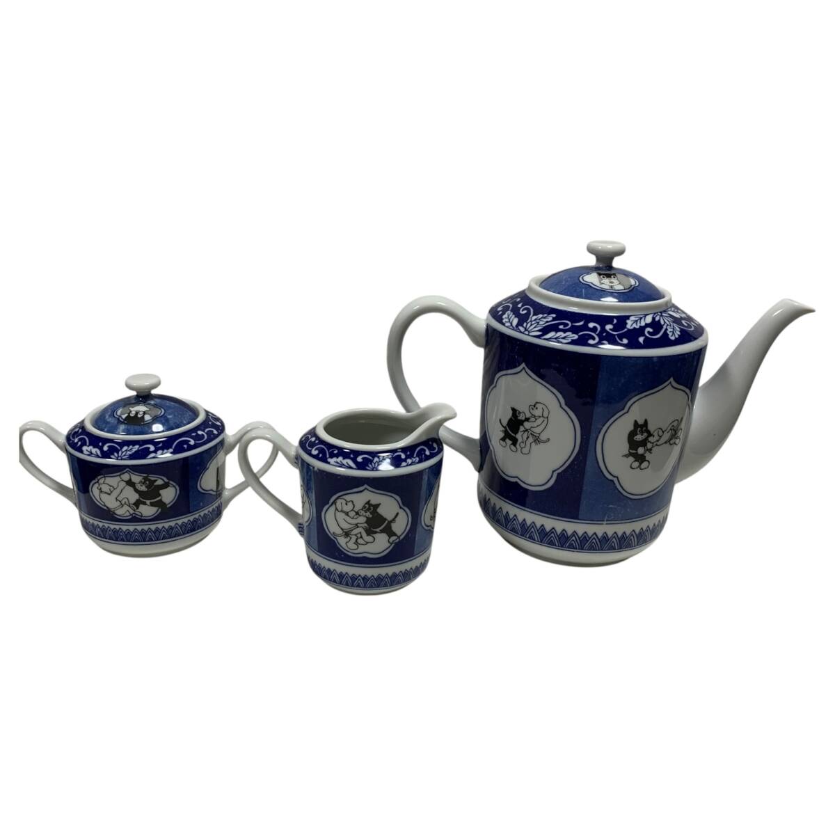 ◆中古品/保管品◆ のらくろ ティーセット ティーポット クリーマー シュガーポット 陶器 茶器 3点セット アンティーク 本体のみ kyV17641N_画像2