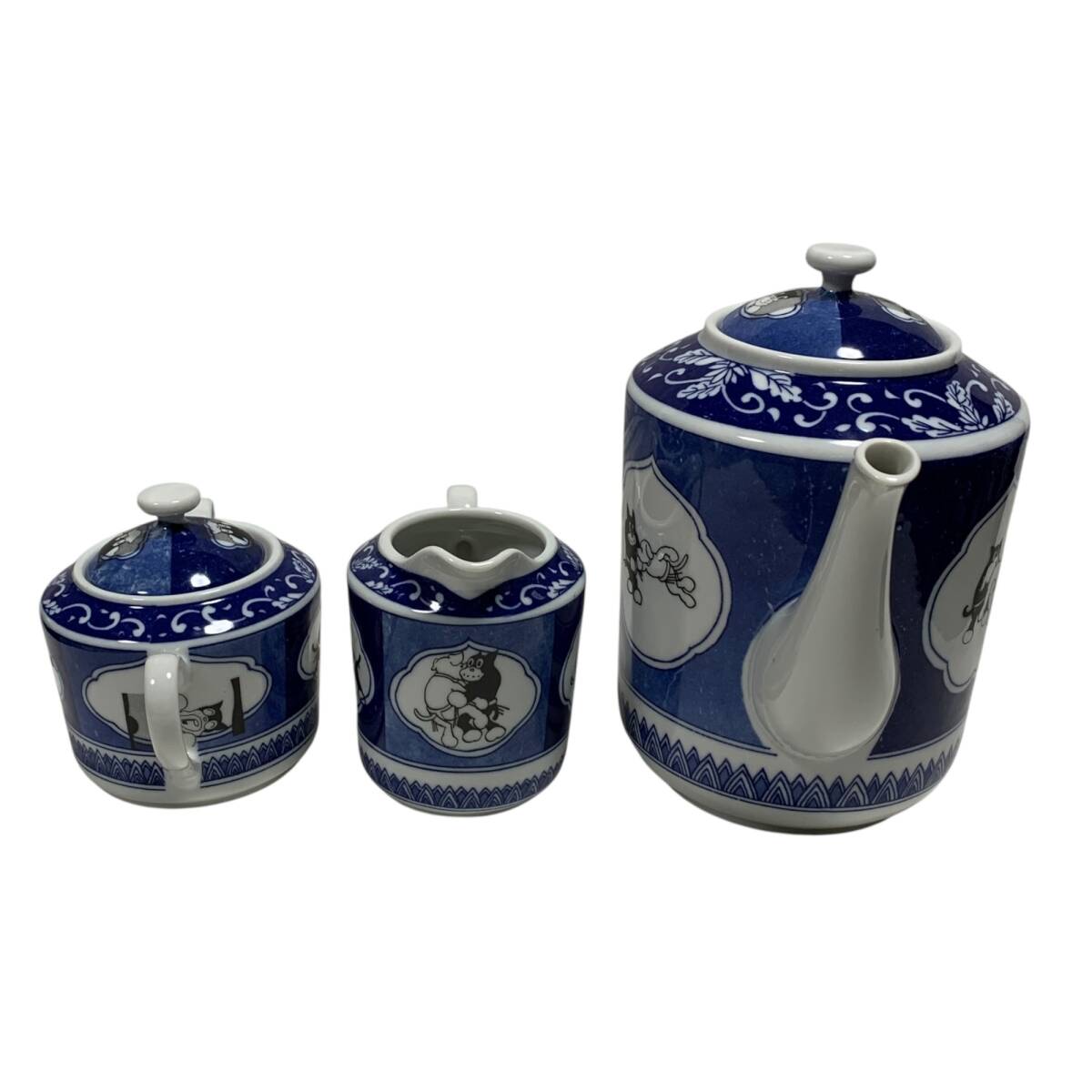 ◆中古品/保管品◆ のらくろ ティーセット ティーポット クリーマー シュガーポット 陶器 茶器 3点セット アンティーク 本体のみ kyV17641N_画像3