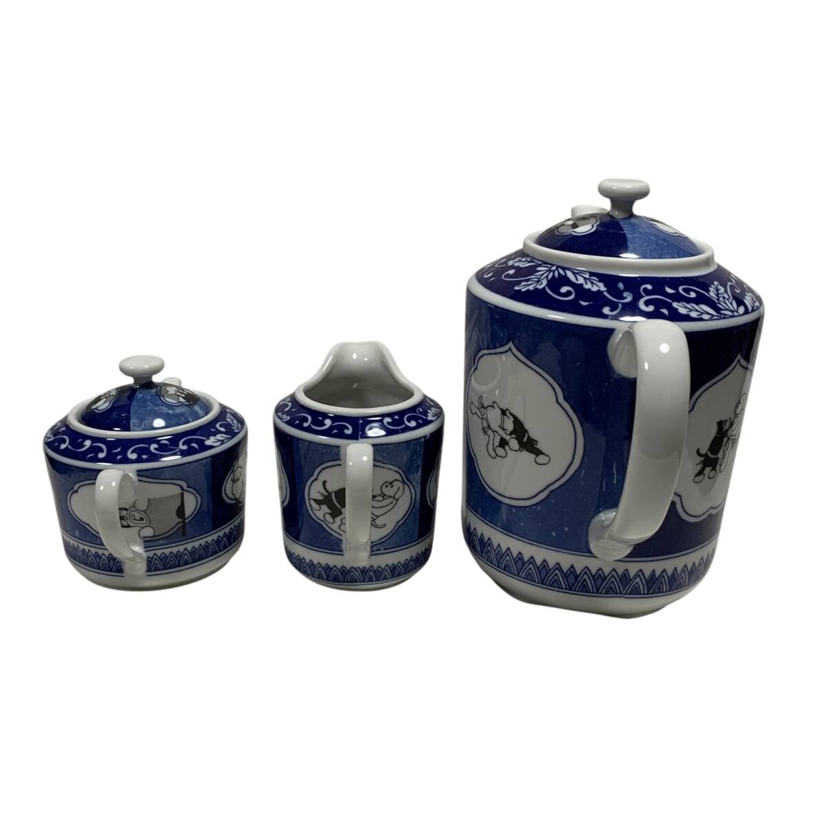 ◆中古品/保管品◆ のらくろ ティーセット ティーポット クリーマー シュガーポット 陶器 茶器 3点セット アンティーク 本体のみ kyV17641N_画像4