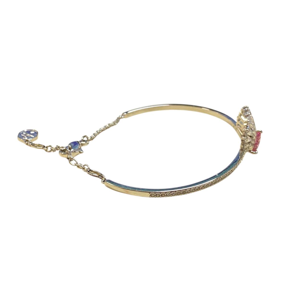 【中古品】 SWAROVSKI スワロフスキー ラインストーン ピンク ブレスレット バングル チェーン 2点セット 箱無 W100264RD_画像4