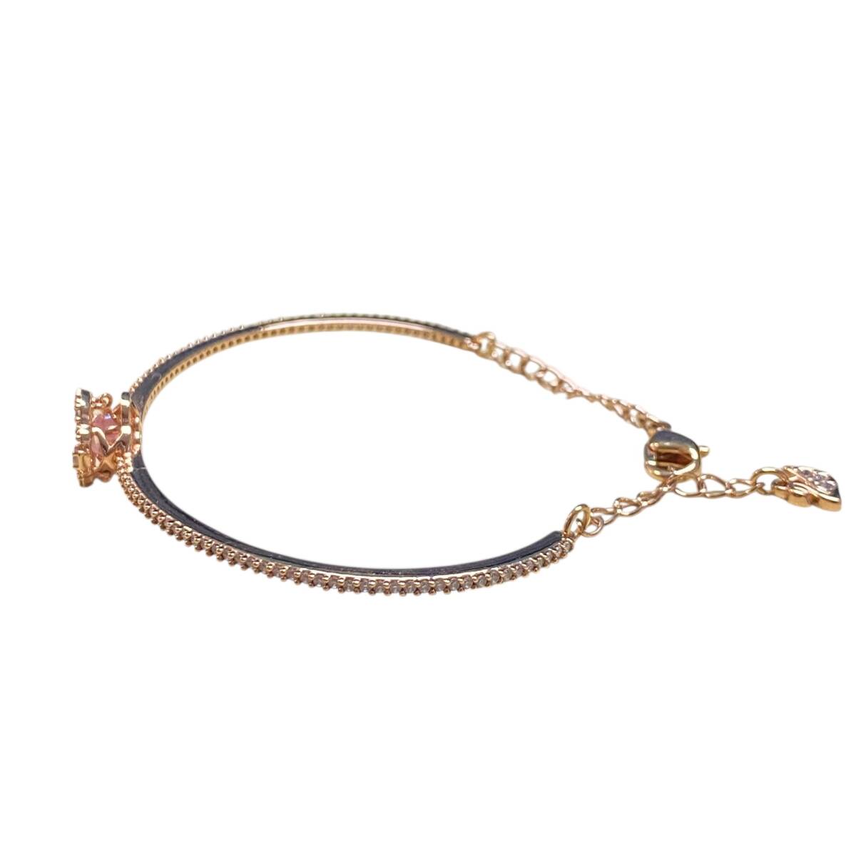 【中古品】 SWAROVSKI スワロフスキー ラインストーン ピンク ブレスレット バングル チェーン 2点セット 箱無 W100264RD_画像7