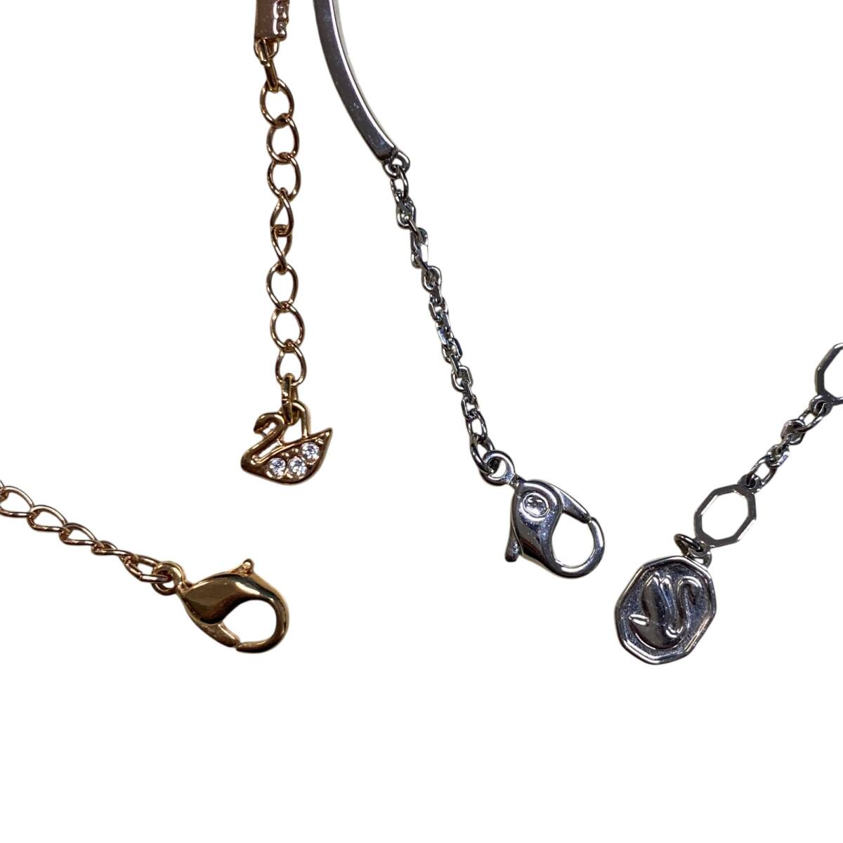 【中古品】 SWAROVSKI スワロフスキー ラインストーン ピンク ブレスレット バングル チェーン 2点セット 箱無 W100264RD_画像9