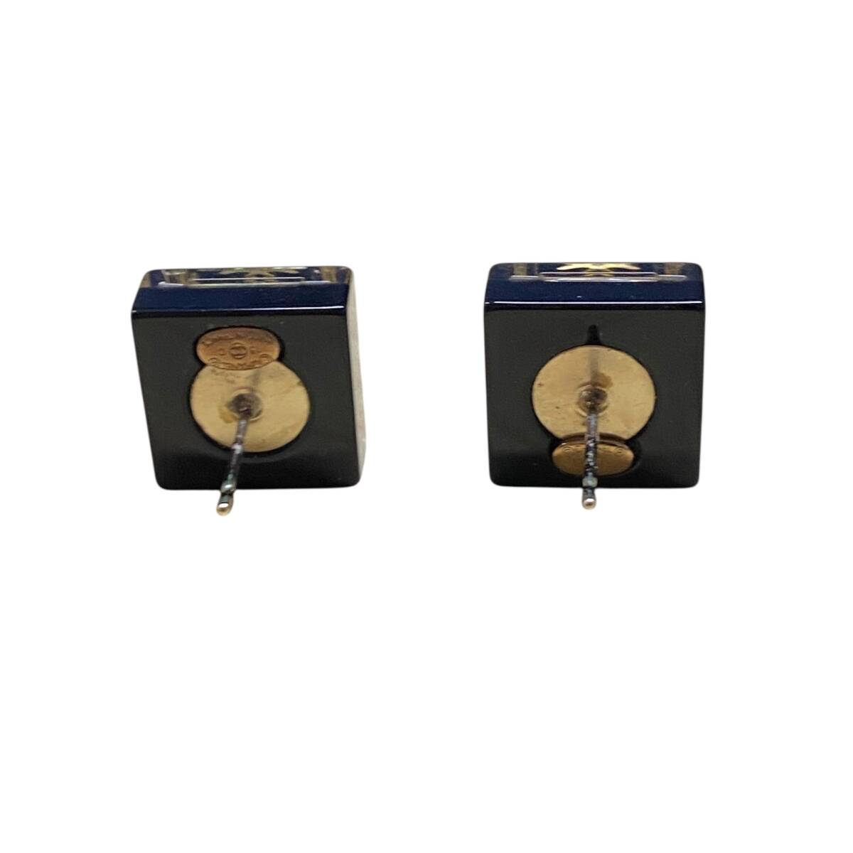 [ б/у товар ] CHANEL Chanel серьги квадратное здесь Mark 15C черный Gold аксессуары корпус только W98045RD