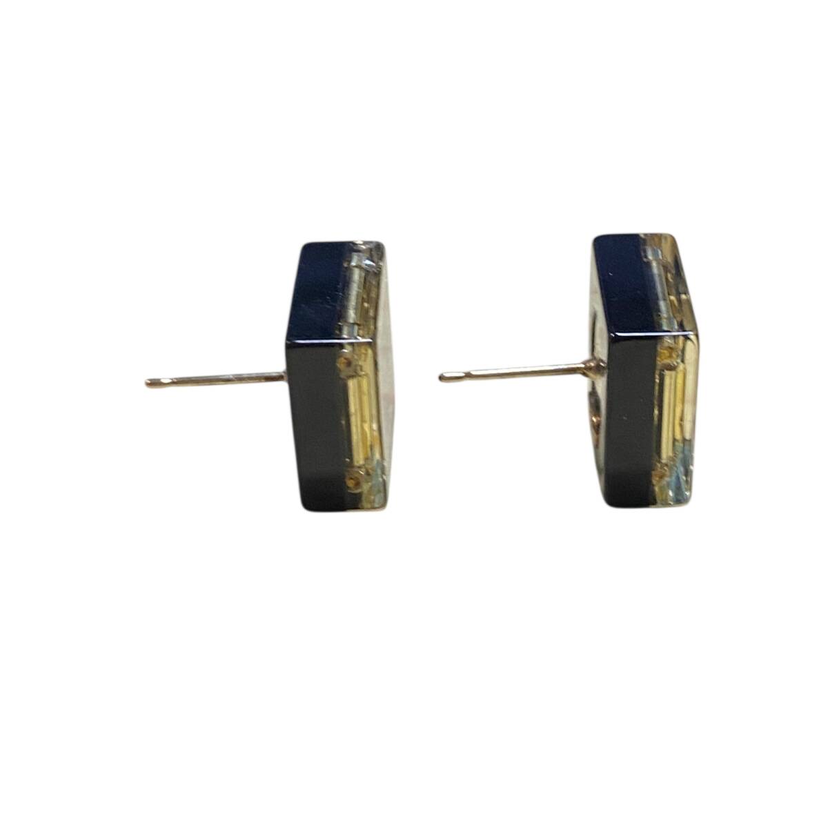 [ б/у товар ] CHANEL Chanel серьги квадратное здесь Mark 15C черный Gold аксессуары корпус только W98045RD