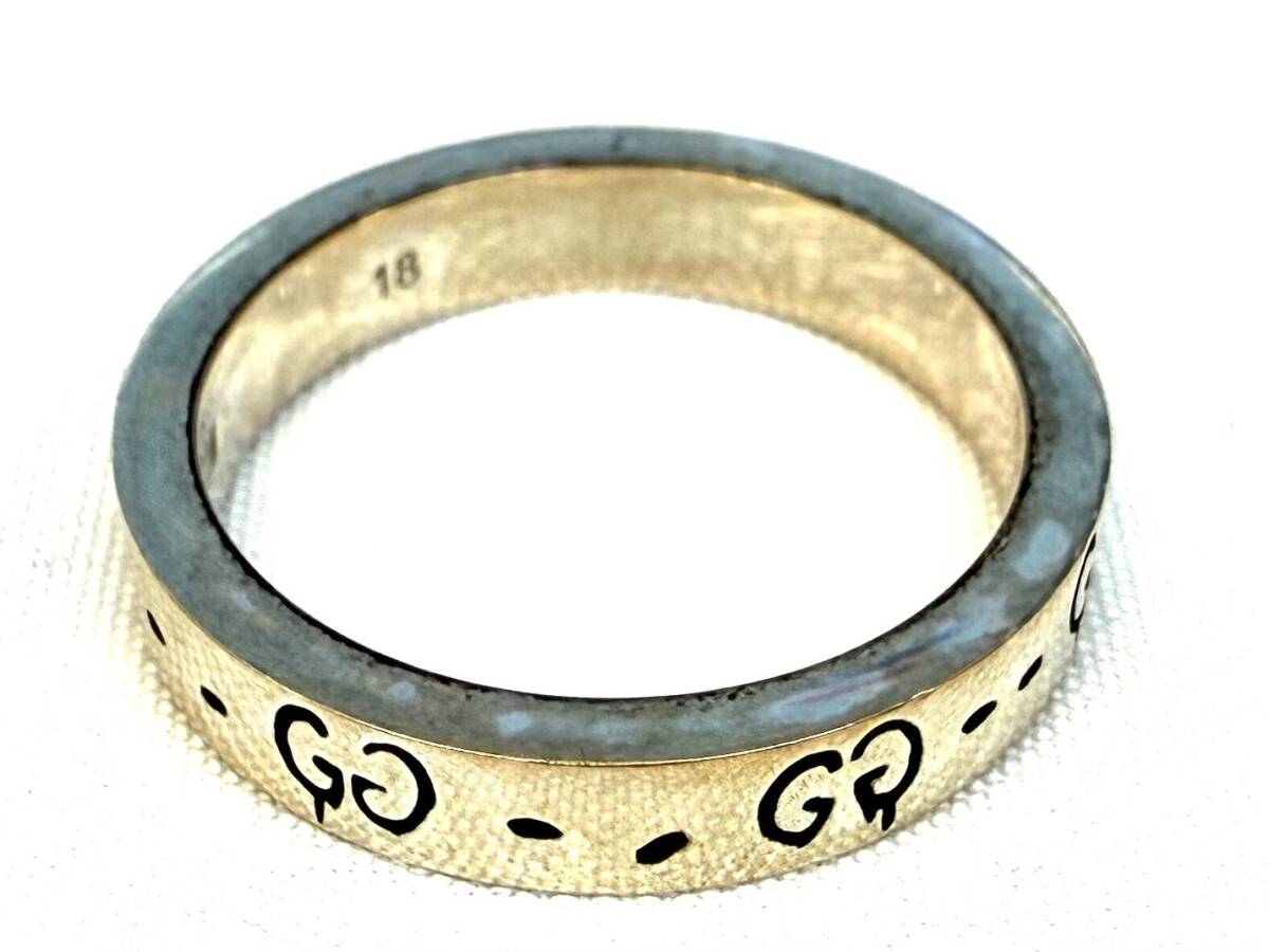 【 中古品 】 GUCCI グッチ アイコン ゴーストリング Ag925 刻印 指輪 サイズ18 重さ4.9ｇ ISSM4596S_画像3