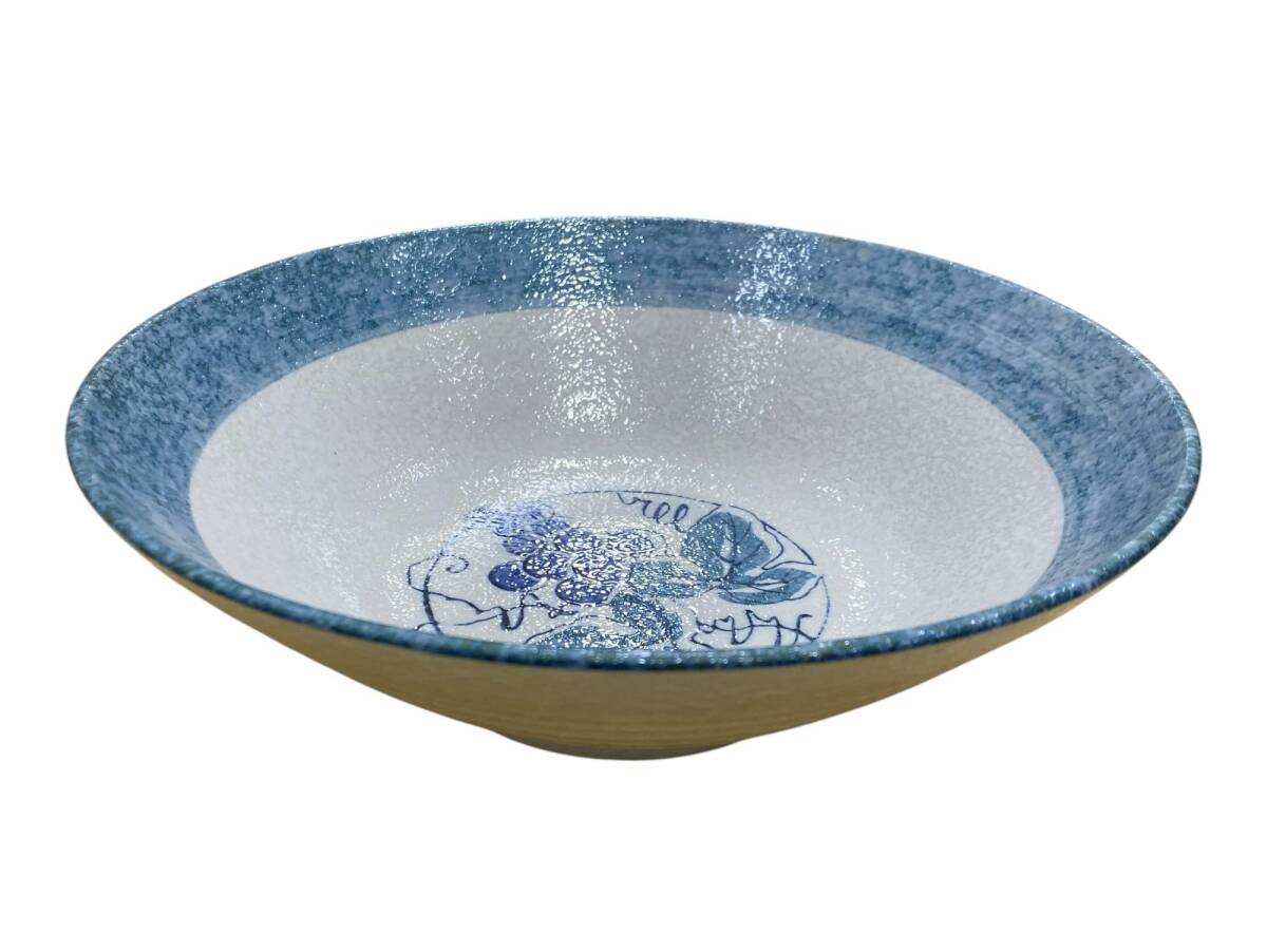 .. обжиг в печи виноград рисунок белый фарфор с синим рисунком большая миска миска японская посуда б/у товары долгосрочного хранения SKH7031