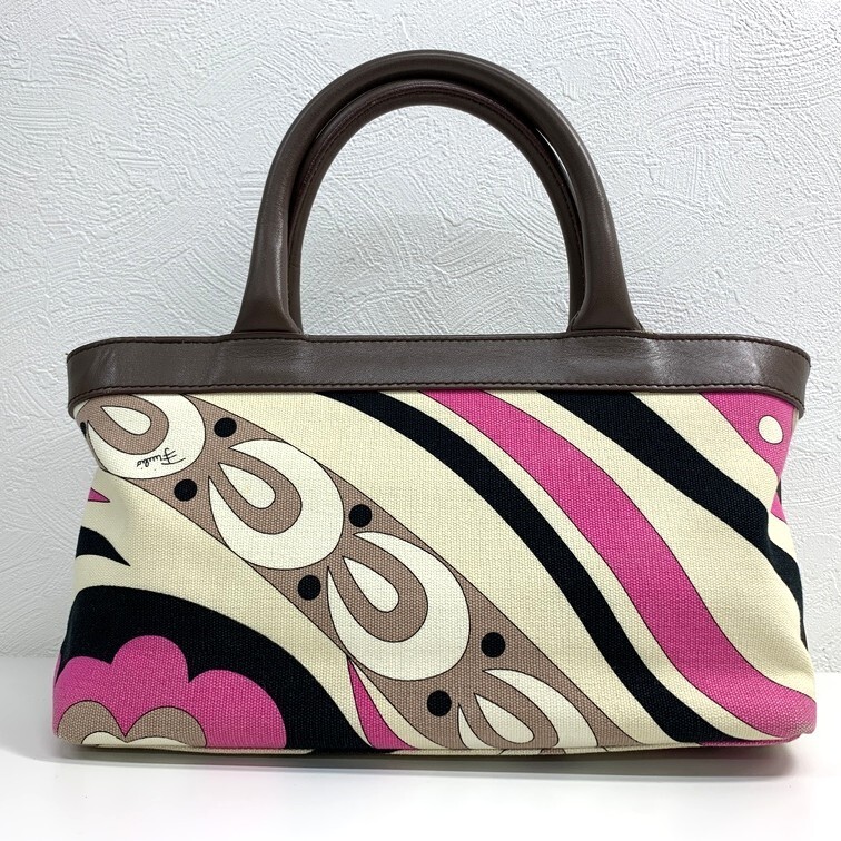 EMILIO PUCCI エミリオプッチ ハンドバッグ 【中古】 ブラウン×ピンク系 キャンバス ブランド カバン GIN56004_画像2