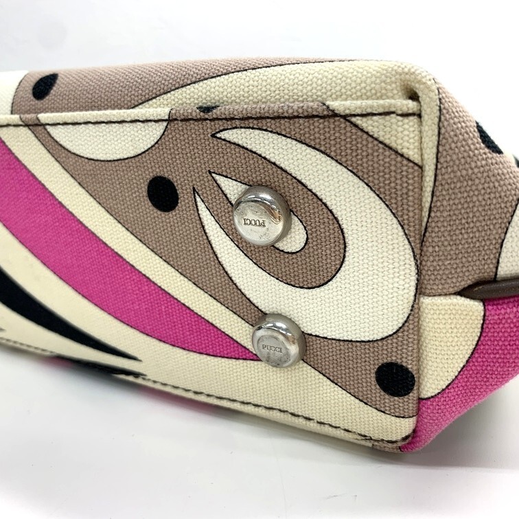 EMILIO PUCCI エミリオプッチ ハンドバッグ 【中古】 ブラウン×ピンク系 キャンバス ブランド カバン GIN56004_画像4