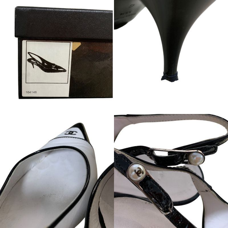 ◆中古品◆ CHANEL シャネル パンプス ココマーク バイカラー 164148 ホワイト/ブラック サイズ35 1/2 箱有 レディース kyV18874N_画像10